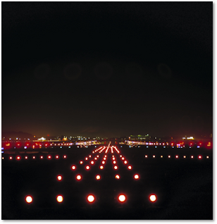 night time landing lights