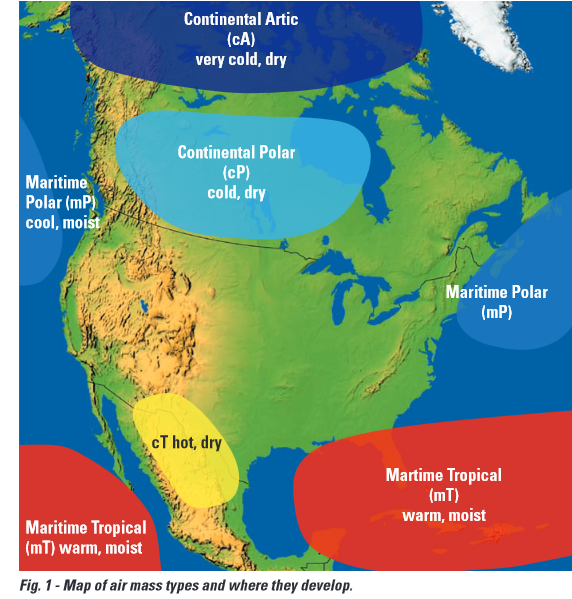 Air Masses And Fronts Map